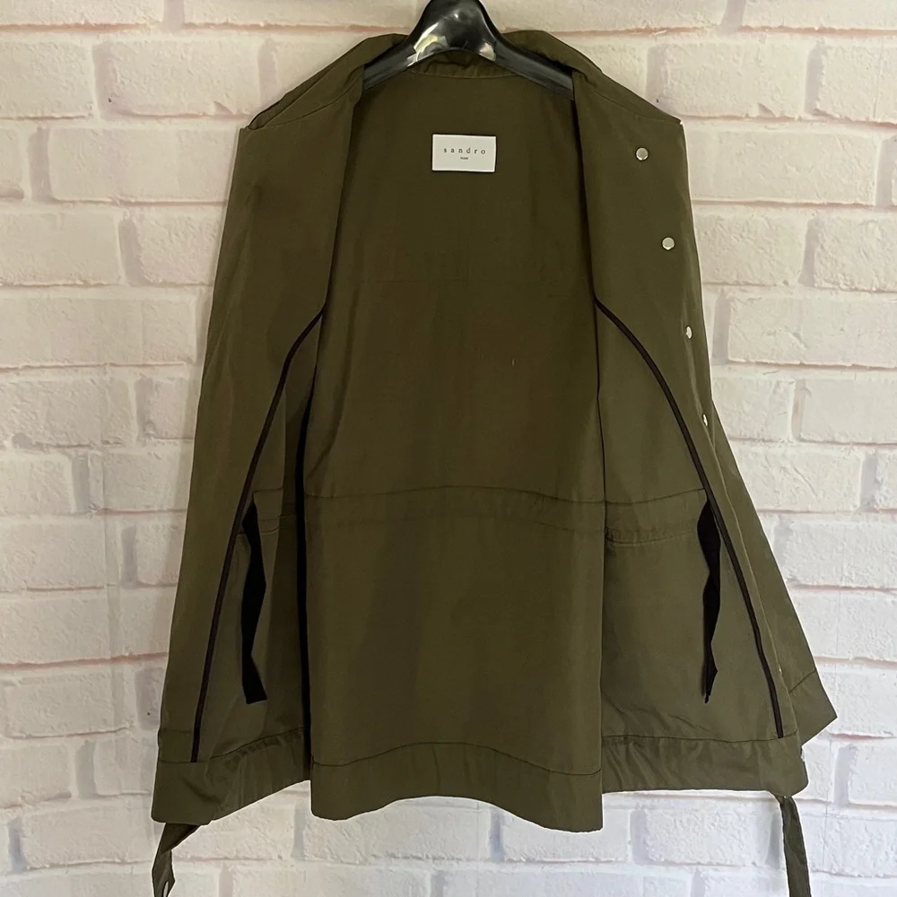 Sandro Paris Olive Green Women's Military Utility Jacket.  Size 2 - Picture 5 of 13
